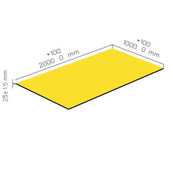 Plaque de mousse de polyéthylène PLASTAZOTE PER33-Jaune-025 avec les dimensions