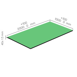 Plaque de mousse de polyéthylène PLASTAZOTE PER33-Vert-040 avec les dimensions