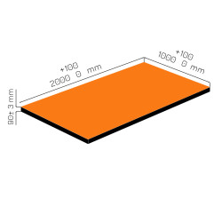 Plaque de mousse de polyéthylène PLASTAZOTE PER33-Orange-090 avec les dimensions