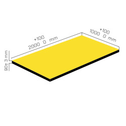 Plaque de mousse de polyéthylène PLASTAZOTE PER33-Jaune-090 avec les dimensions