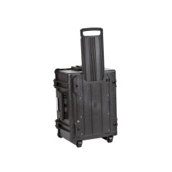 Valise étanche BAGETANCHE Explorer 5833 coloris noir debout vue de derrière avec le manche télescopique