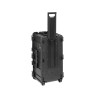 Valise étanche BAGETANCHE Explorer 7635HL coloris noir debout vue de derrière et manche télescopique