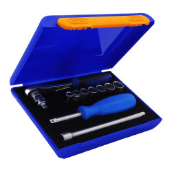 Valise Plastique BAGACASE Gaggione New Wave K2 small coloris bleu orange ouverte