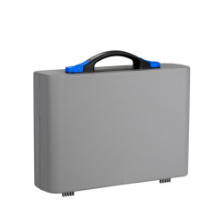 Valise Plastique BAGACASE Gaggione New Wave K4S coloris coque gris alu et fermoir bleu