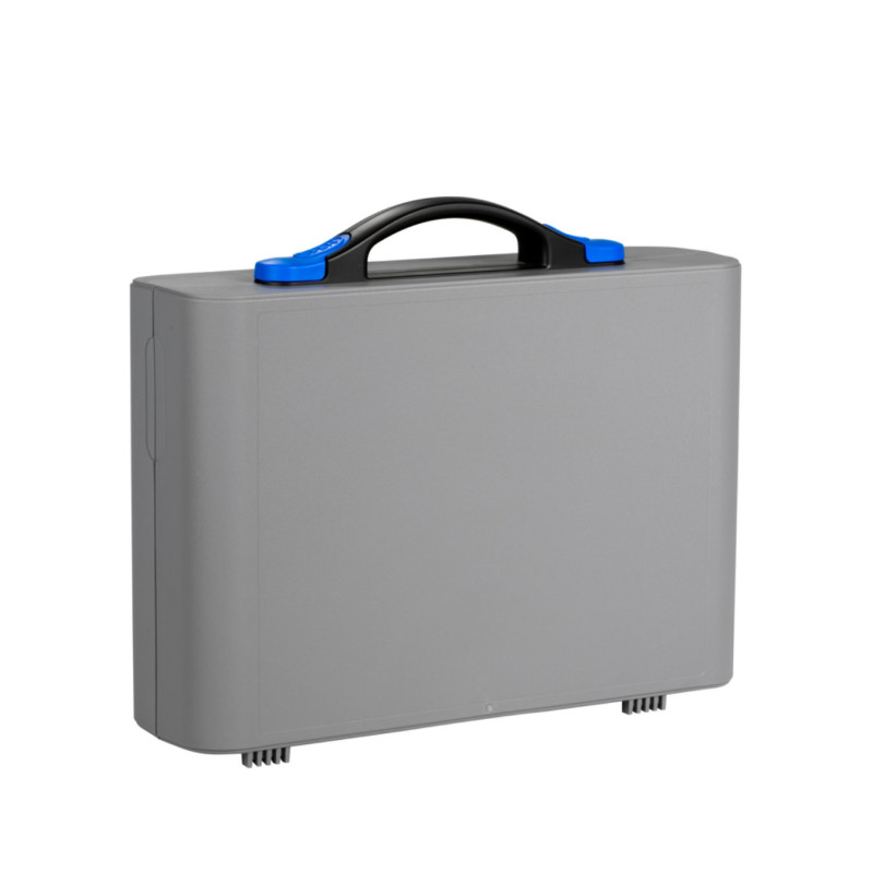 Valise Plastique BAGACASE Gaggione New Wave K4S coloris coque gris alu et fermoir bleu