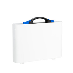 Valise Plastique BAGACASE Gaggione New Wave K4m coloris coque blanc et fermoir bleu