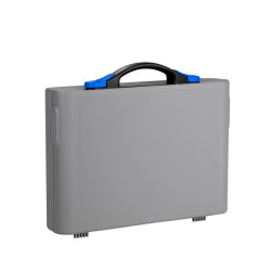 Valise Plastique BAGACASE Gaggione New Wave K4M coloris coque gris alu et fermoir bleu