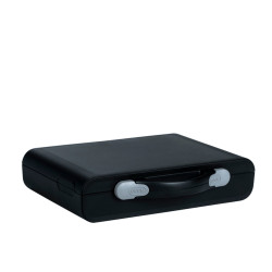 Valise Plastique BAGACASE Gaggione New Wave K4M coloris coque noir et fermoir gris alu fermée