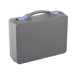 Valise plastique BAGACASE Gaggione Casual T06 coloris gris fermoirs fermoirs bleu pastel