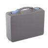Valise plastique BAGACASE Gaggione Casual T06 coloris gris fermoirs fermoirs bleu pastel