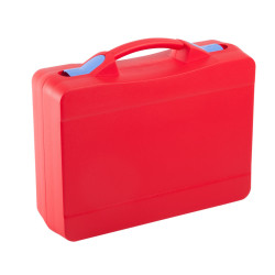 Valise plastique BAGACASE Gaggione Casual T06 coloris rouge fermoirs bleu pastel