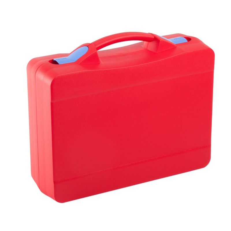 Valise plastique BAGACASE Gaggione Casual T06 coloris rouge fermoirs bleu pastel