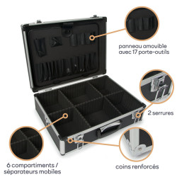 Caractéristiques de la Valise aluminium noire BAGACASE VLM19-N