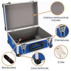 Caractéristique de la valise aluminium BAGACASE VLM21 coloris bleu