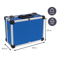 Dimensions de la valise aluminium BAGACASE VLM21 coloris bleu