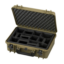 Valise étanche BAGAMAX PNR-430 coloris sahara ouverte avec diviseurs rembourrés