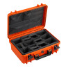 Valise étanche BAGAMAX PNR-430 coloris orange ouverte avec mousse exemple d'aménagement