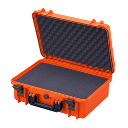 Valise étanche BAGAMAX PNR-430 coloris orange ouverte avec mousse prédécoupée