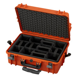 Valise étanche BAGAMAX PNR-505 coloris orange avec trolley avec diviseurs rembourrés