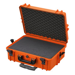 Valise étanche BAGAMAX PNR-505 coloris orange avec trolley avec mousse prédécoupée